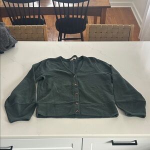Madewell Dark Green Button-Front Cardigan